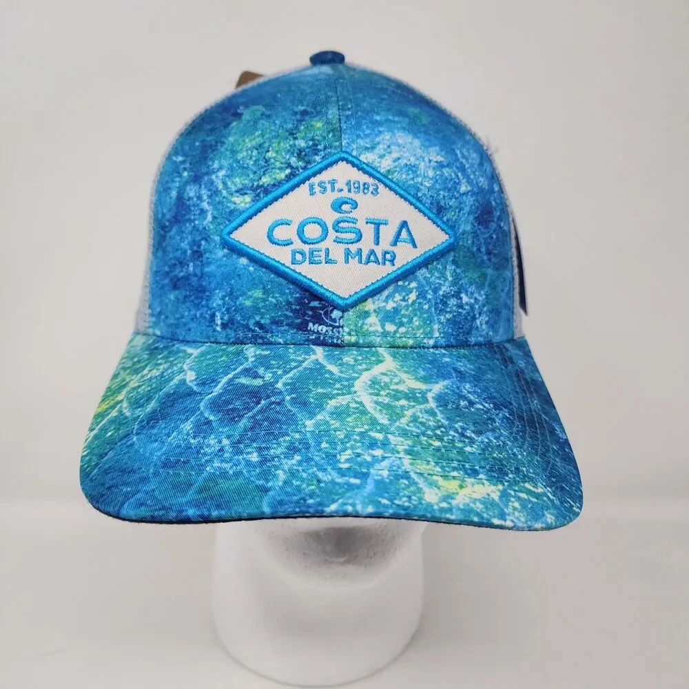 Mossy Oak Costa Del Mar Trucker Hat Mens Fishing snapback Logo Patch Blue Cap